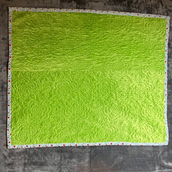 Handmade Baby Quilt Yellow Center Blue & Green Border Windham Fabric Little Girl - Picture 2 of 5